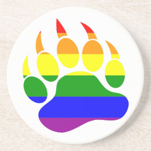 Very Cool Gay Bear Claw Rainbow Flag Coaster