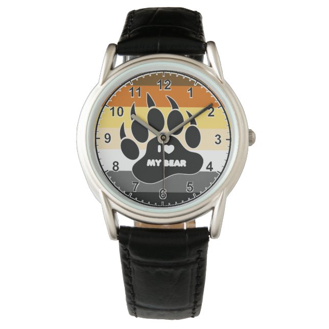 Very Cool Gay Bear Pride Colours I heart My Bear Watch (Front)