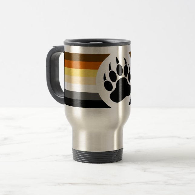 Very Cool Gay Bear Pride Flag Bear Paw Travel Mug (Front Left)