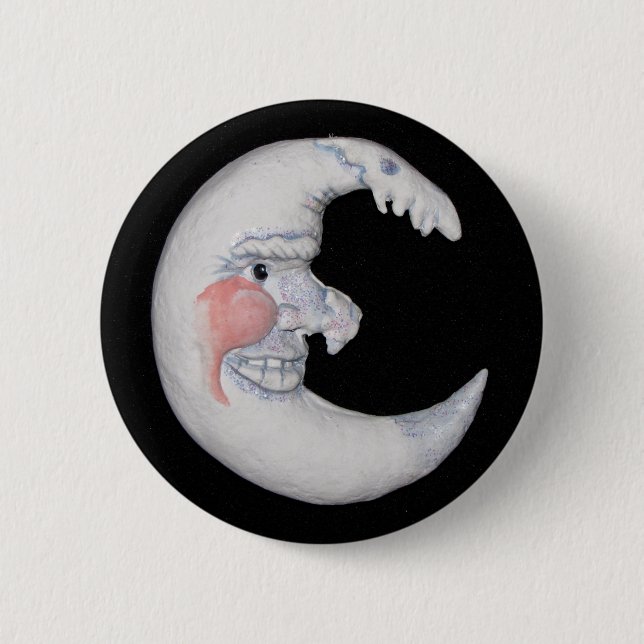 Very Cool Man On The Moon Round Figure Button (Front)