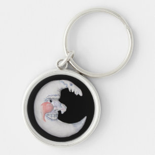 Very Cool Man On The Moon Round Figure Key Chain