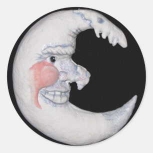 Very Cool Man On The Moon Round Figure Stickers