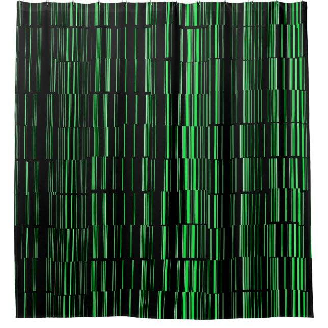 Very Cool Modern Green Striped Shower Curtain (Front)