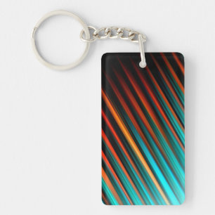 Very Cool Modern Multicoloured Striped Key Ring