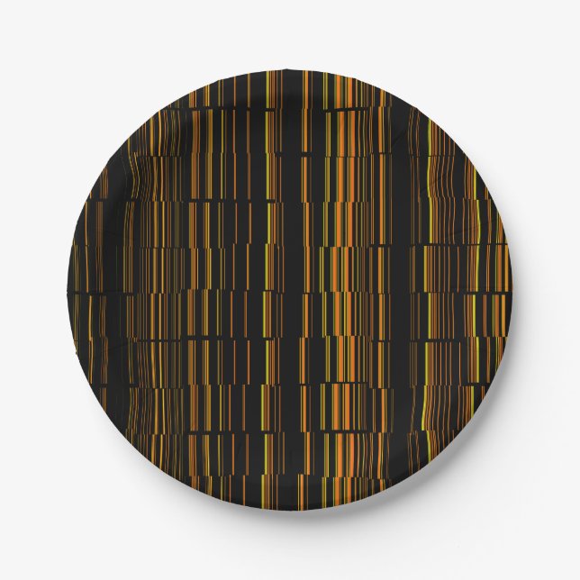 Very Cool Modern Orange Striped Paper Plate (Front)
