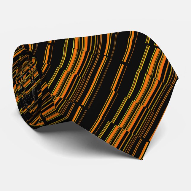 Very Cool Modern Orange Striped Tie (Rolled)
