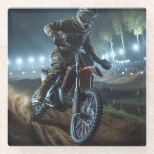 Very Cool MotoCross Competition Digital Rendering Glass Coaster