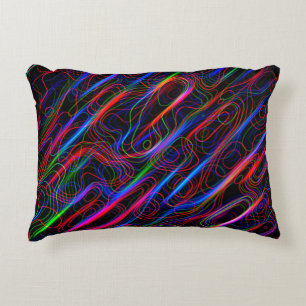 VERY COOL Neon Multicolored Curved Lines Decorative Cushion