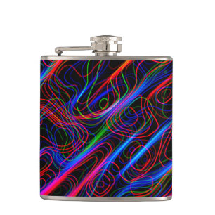 VERY COOL Neon Multicolored Curved Lines Hip Flask
