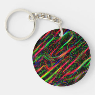 VERY COOL Neon Multicolored Curved Lines Key Ring
