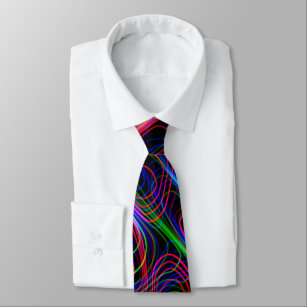 VERY COOL Neon Multicolored Curved Lines Tie