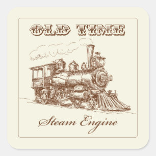 Very Cool Old Time Steam Engine Train Sticker Set