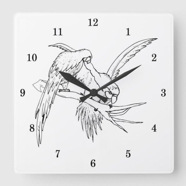 Very Cool Parrots Wall Clock (Front)