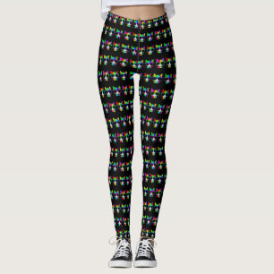 Very Cool Rainbow Cat with Sunglass Pattern   Leggings