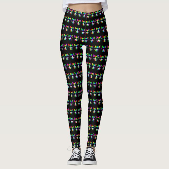 Very Cool Rainbow Cat with Sunglass Pattern   Leggings (Front)