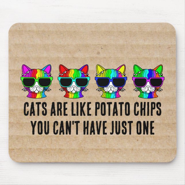 Very Cool Rainbow Cats with Sunglass Pattern  Mouse Mat (Front)