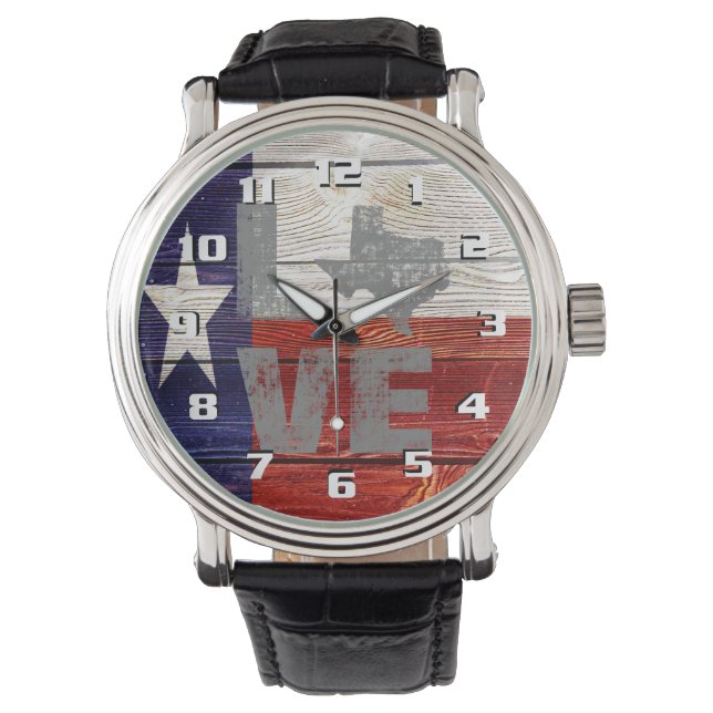 Very Cool Rustic Texas Flag Patriotic Love Texas Watch (Front)