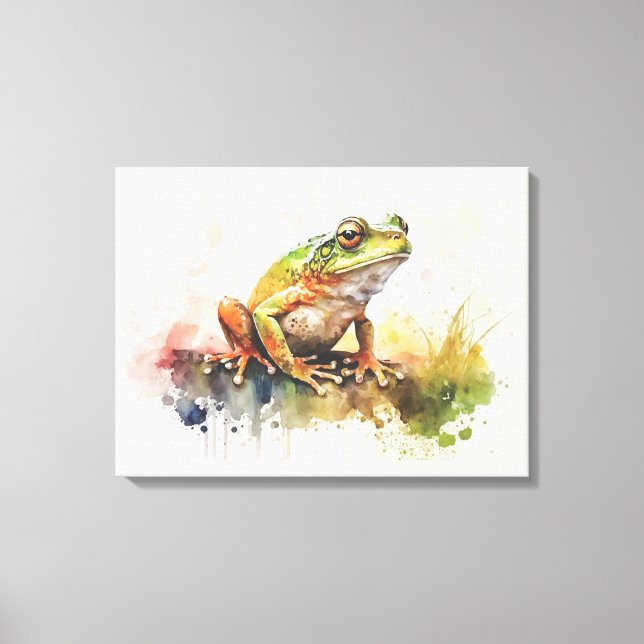 Very Cool Semi-Abstract Frog Painting Canvas Print (Front)