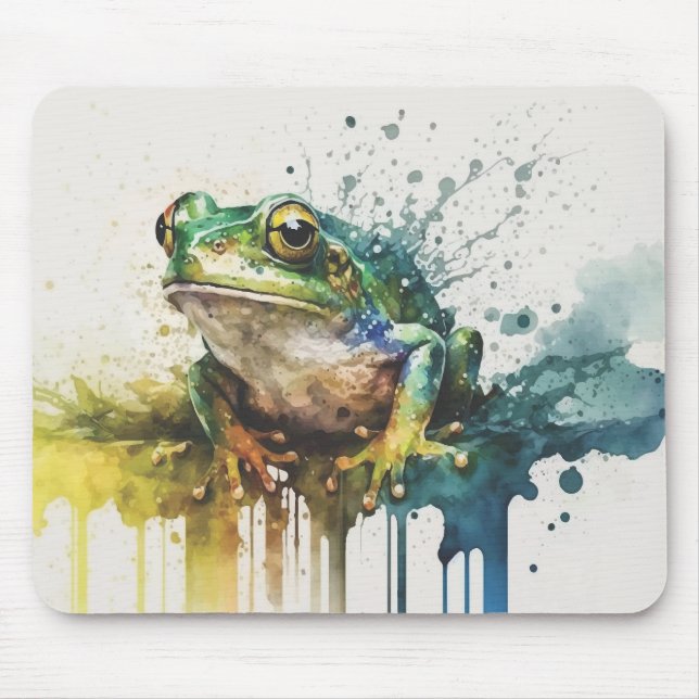 Very Cool Semi-Abstract Frog Painting Mouse Mat (Front)