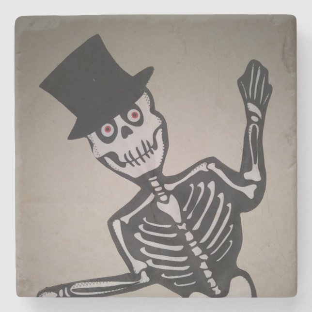 Very Cool Skully Halloween Stone Coaster (Front)