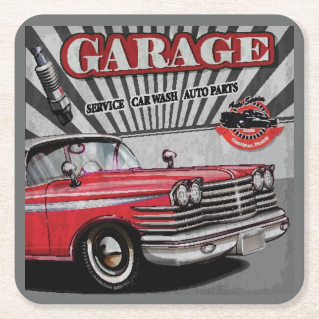 Very Cool Vintage Auto Repair Coaster Set (Front)