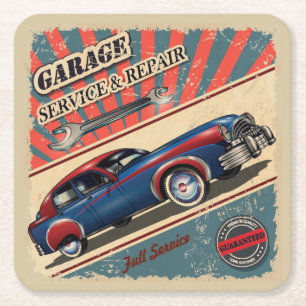 Very Cool Vintage Auto Repair Coaster Set