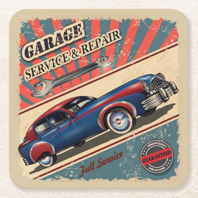 Very Cool Vintage Auto Repair Coaster Set (Front)