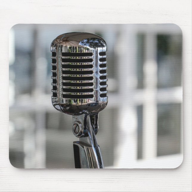 Very Cool Vintage Retro Style Microphone Mouse Mat (Front)