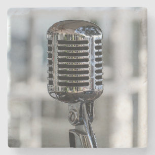 Very Cool Vintage Retro Style Microphone Stone Coaster