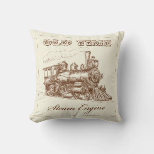 Very Cool Vintage Steam Engine Throw Pillow