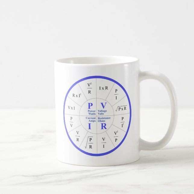 Very Cool Watts, Volts, Amps, & Ohms Formula Coffee Mug (Right)