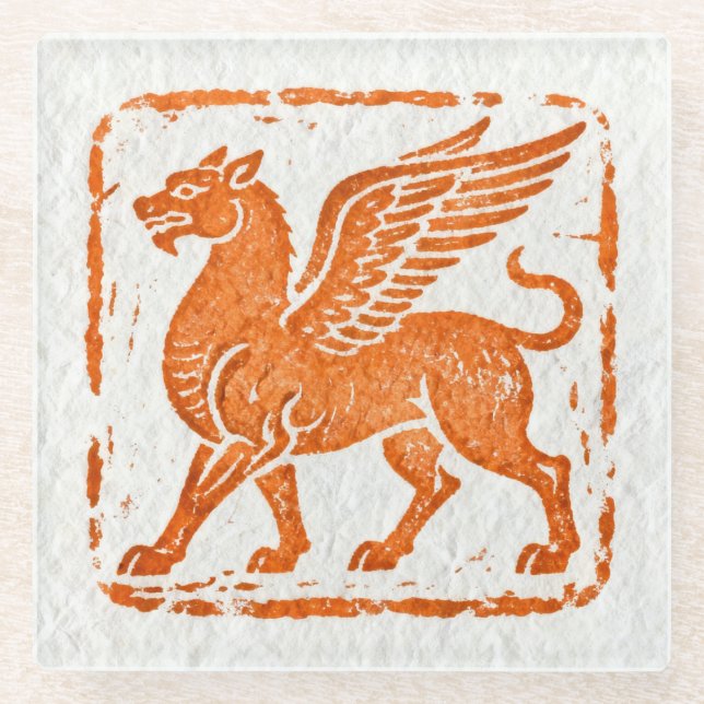 Very Cool Winged Creature Wall Painting Glass Coaster (Front)