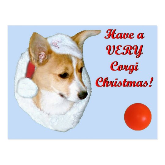 Very Corgi Christmas Pip Postcard-Blue Postcard