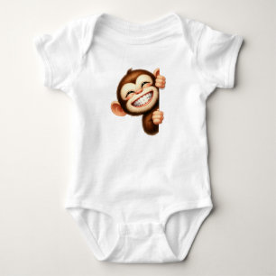 Very cute and cheeky little monkey hiding baby bodysuit