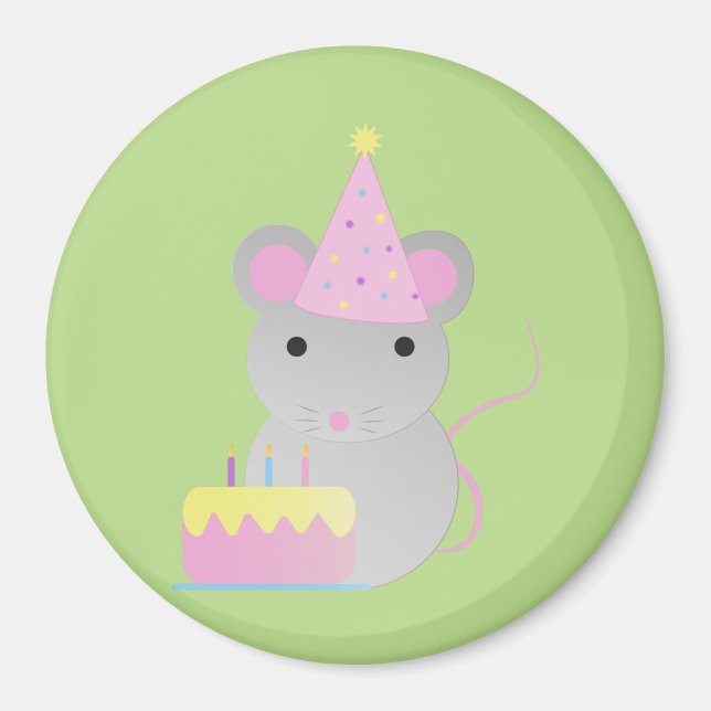 Very Cute Birthday Party Mouse Magnet (Front)