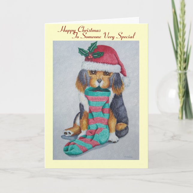 very cute black and brown puppy christmas holiday card (Front)
