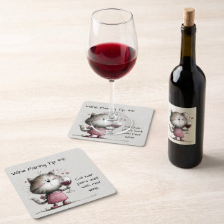Very Cute Cat With Wine Coaster