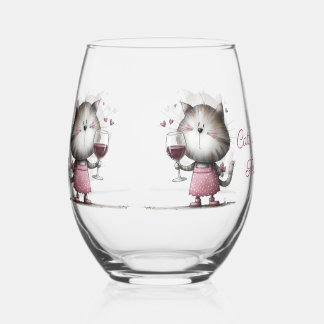 Very Cute Cat with Wine Glass Drinkware