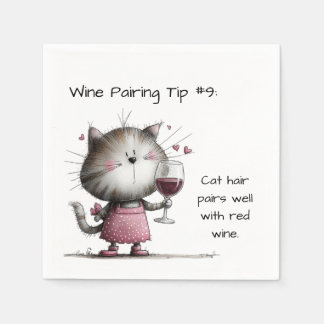 Very Cute Cat With WinePaper Napkin