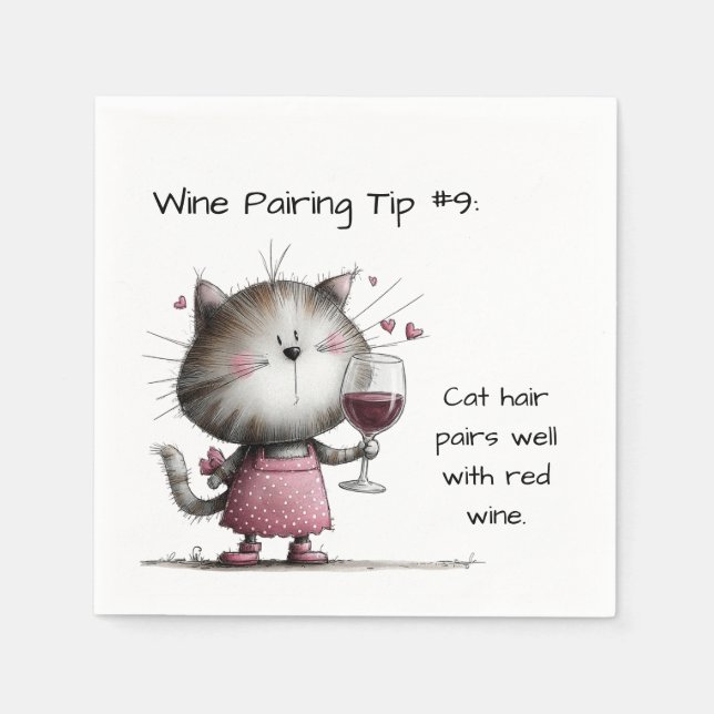 Very Cute Cat With WinePaper Napkin (Front)