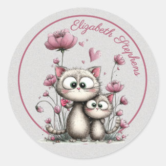 Very Cute Cats in Flower Garden Sticker
