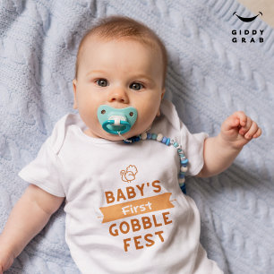 Very Cute First Thanksgiving Holiday Quote Baby Bodysuit