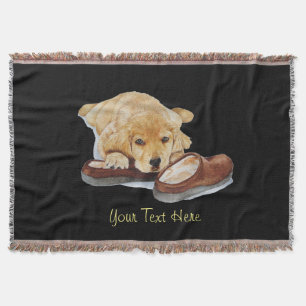 very cute golden retriever puppy looking sad throw blanket
