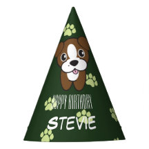 Very Cute Green Boxer Puppy Birthday Hats