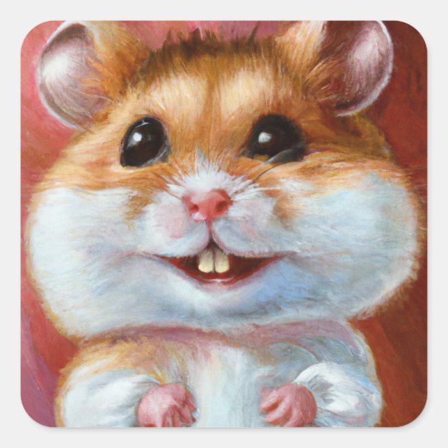 Very Cute Hamster Square Sticker (Front)