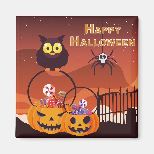 Very Cute Happy Halloween Design Magnet (Front)
