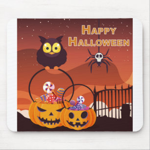 Very Cute Happy Halloween Design Mouse Mat