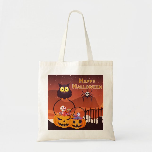 Very Cute Happy Halloween Design Tote Bag (Front)