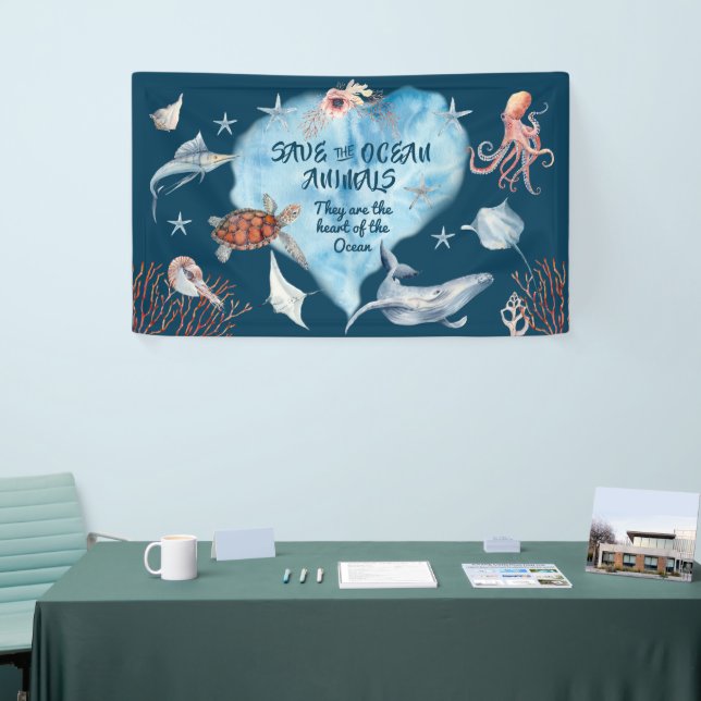 Very Cute Ocean Animals With Description Banner (Tradeshow)