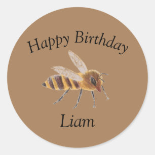 Very Cute Original Bee Illustration Classic Round Sticker